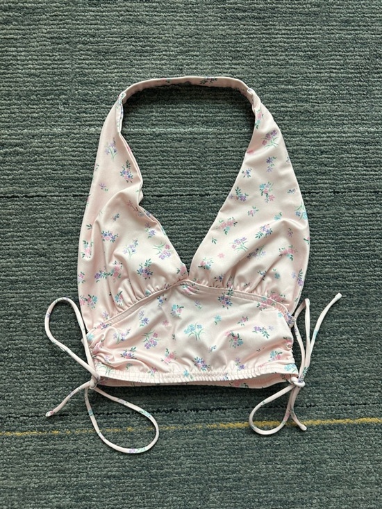Princess Polly Tops - Princess Polly Pink Floral Halter Crop Top